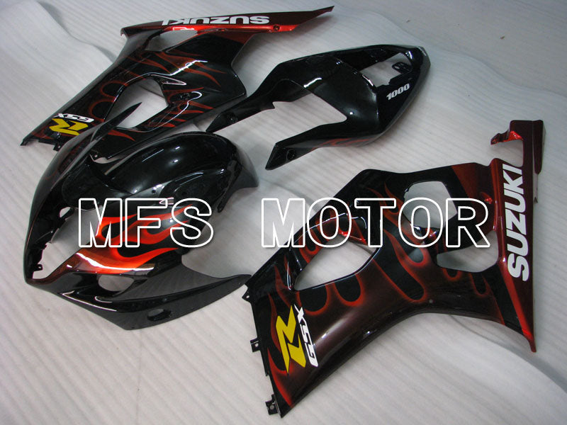 Suzuki GSXR1000 2003-2004 Injection ABS Fairing - Flame - Black Red - MFS2576 - Fairings Kit