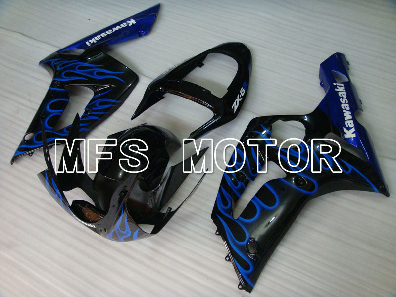 Kawasaki NINJA ZX6R 2003-2004 Injection ABS Fairing - Flame - Black Blue - MFS3710 - Fairings Kit