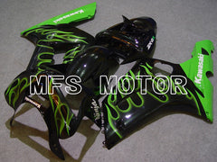 Kawasaki NINJA ZX6R 2003-2004 Injection ABS Fairing - Flame - Black Green - MFS5617 - Fairings Kit