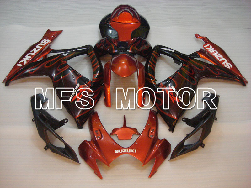 Suzuki GSXR600 GSXR750 2006-2007 Injection ABS Fairing - Flame - Black Orange - MFS2335 - Fairings Kit