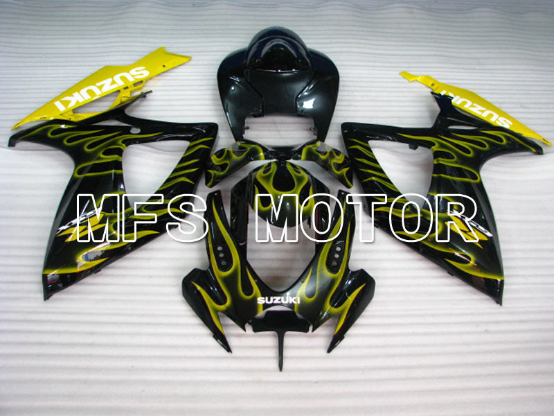 Suzuki GSXR600 GSXR750 2006-2007 Injection ABS Fairing - Flame - Black Yellow - MFS2341 - Fairings Kit