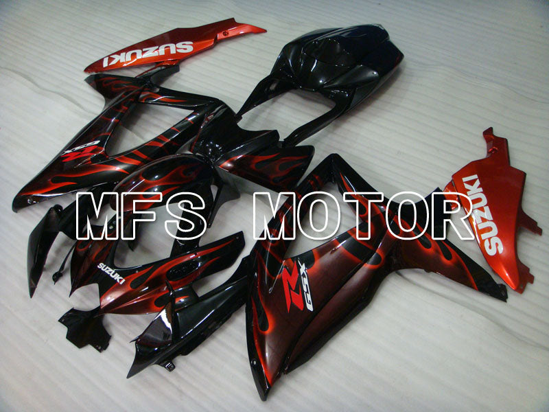 Suzuki GSXR600 GSXR750 2008-2010 Injection ABS Fairing - Flame - Black Red - MFS2442 - Fairings Kit