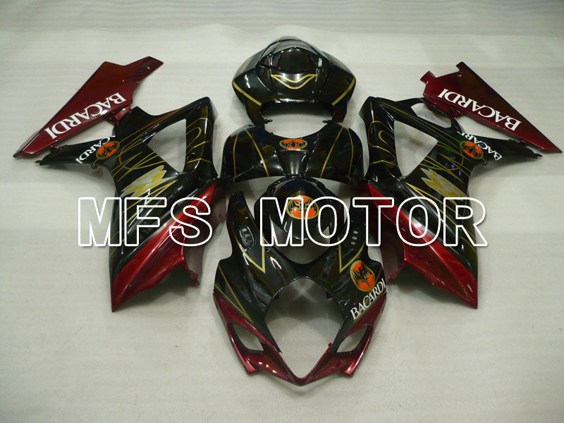 Suzuki GSXR1000 2007-2008 Injection ABS Fairing - BACARDI - Black Red - MFS2694 - Fairings Kit