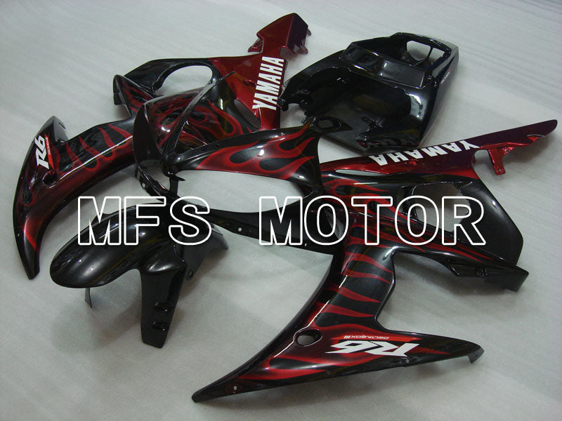 Yamaha YZF-R6 2003-2004 Injection ABS Fairing - Flame - Red wine color Black - MFS3484 - Fairings Kit