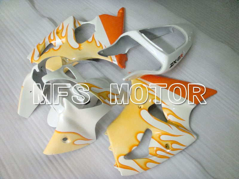 Kawasaki NINJA ZX6R 2000-2002 Injection ABS Fairing - Flame - White Orange - MFS3675 - Fairings Kit