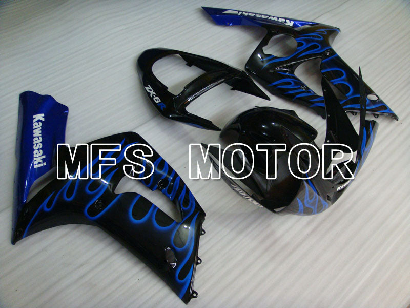 Kawasaki NINJA ZX6R 2003-2004 Injection ABS Fairing - Flame - Black Blue - MFS3710 - Fairings Kit
