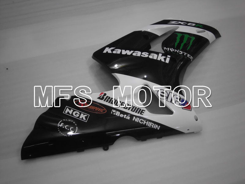 Kawasaki NINJA ZX6R 2003-2004 Injection ABS Fairing - Monster - Black White - MFS3713 - Fairings Kit