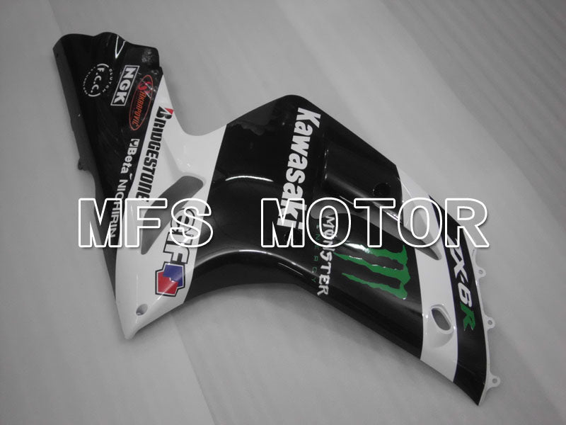 Kawasaki NINJA ZX6R 2003-2004 Injection ABS Fairing - Monster - Black White - MFS3713 - Fairings Kit