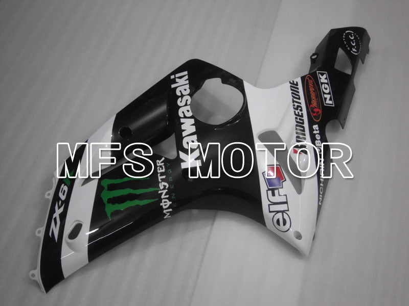 Kawasaki NINJA ZX6R 2003-2004 Injection ABS Fairing - Monster - Black White - MFS3713 - Fairings Kit