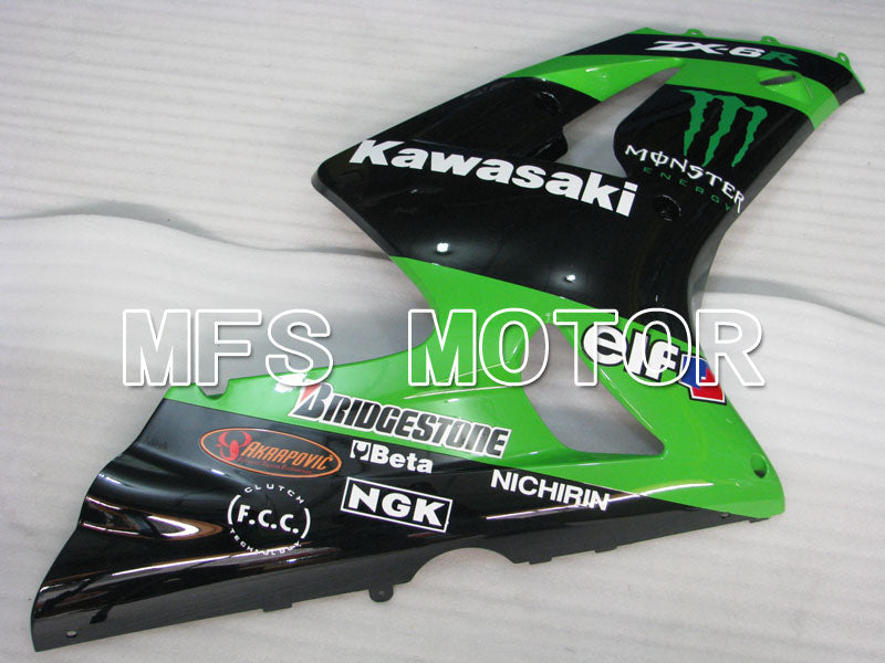 Kawasaki NINJA ZX6R 2003-2004 Injection ABS Fairing - Monster - Black Green - MFS3735 - Fairings Kit