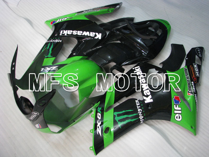 Kawasaki NINJA ZX6R 2003-2004 Injection ABS Fairing - Monster - Black Green - MFS3735 - Fairings Kit
