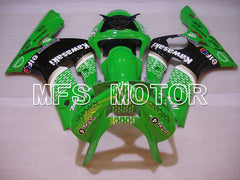 Kawasaki NINJA ZX6R 2003-2004 Injection ABS Fairing - Factory Style - Black Green - MFS3739 - Fairings Kit