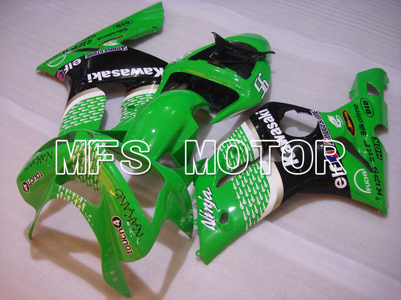 Kawasaki NINJA ZX6R 2003-2004 Injection ABS Fairing - Factory Style - Black Green - MFS3739 - Fairings Kit