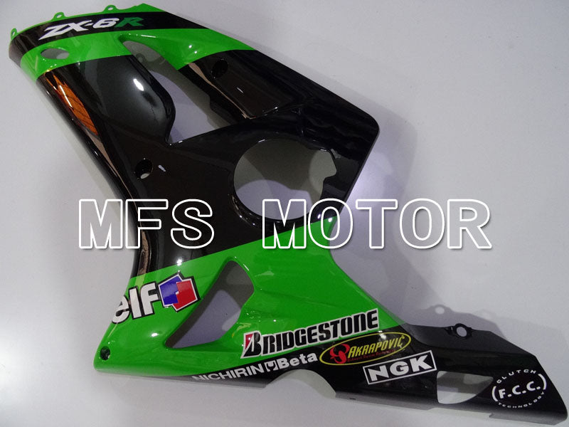 Kawasaki NINJA ZX6R 2003-2004 Injection ABS Fairing - Factory Style - Black Green - MFS3742 - Fairings Kit