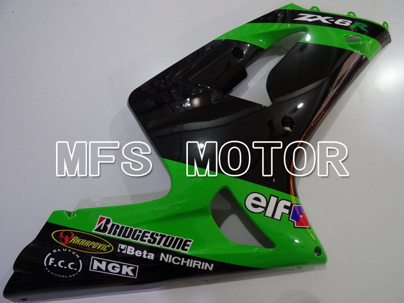 Kawasaki NINJA ZX6R 2003-2004 Injection ABS Fairing - Factory Style - Black Green - MFS3742 - Fairings Kit