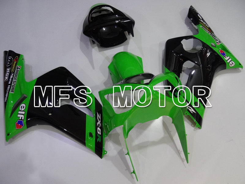 Kawasaki NINJA ZX6R 2003-2004 Injection ABS Fairing - Factory Style - Black Green - MFS3742 - Fairings Kit