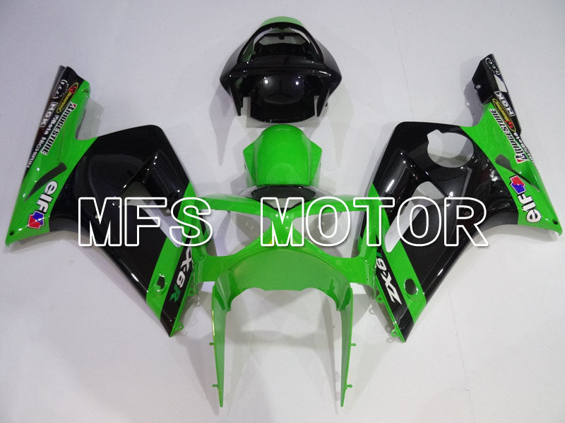 Kawasaki NINJA ZX6R 2003-2004 Injection ABS Fairing - Factory Style - Black Green - MFS3742 - Fairings Kit