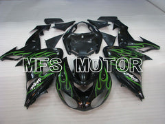 Kawasaki NINJA ZX10R 2006-2007 Injection ABS Fairing - Flame - Black Green - MFS4002 - Fairings Kit