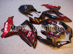 Suzuki GSXR600 GSXR750 2008-2010 Injection ABS Fairing - Flame - Black Red - MFS5048 - Fairings Kit