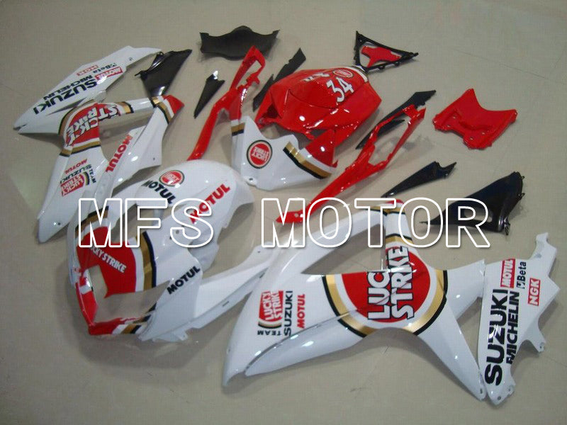 Suzuki GSXR600 GSXR750 2008-2010 Injection ABS Fairing - Lucky Strike - Red White - MFS5068 - Fairings Kit