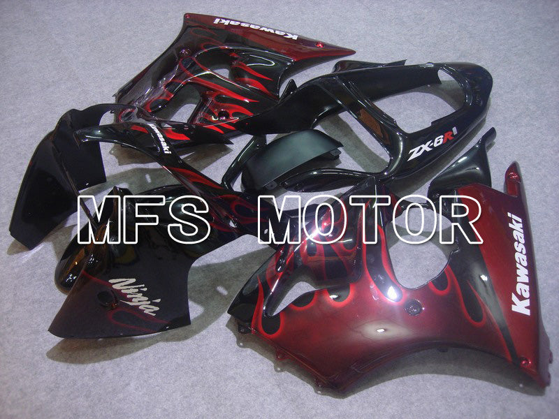 Kawasaki NINJA ZX6R 2000-2002 Injection ABS Fairing - Flame - Black Red - MFS5556 - Fairings Kit