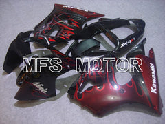 Kawasaki NINJA ZX6R 2000-2002 Injection ABS Fairing - Flame - Black Red - MFS5556 - Fairings Kit