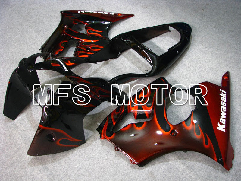 Kawasaki NINJA ZX6R 2000-2002 Injection ABS Fairing - Flame - Black Red - MFS5558 - Fairings Kit
