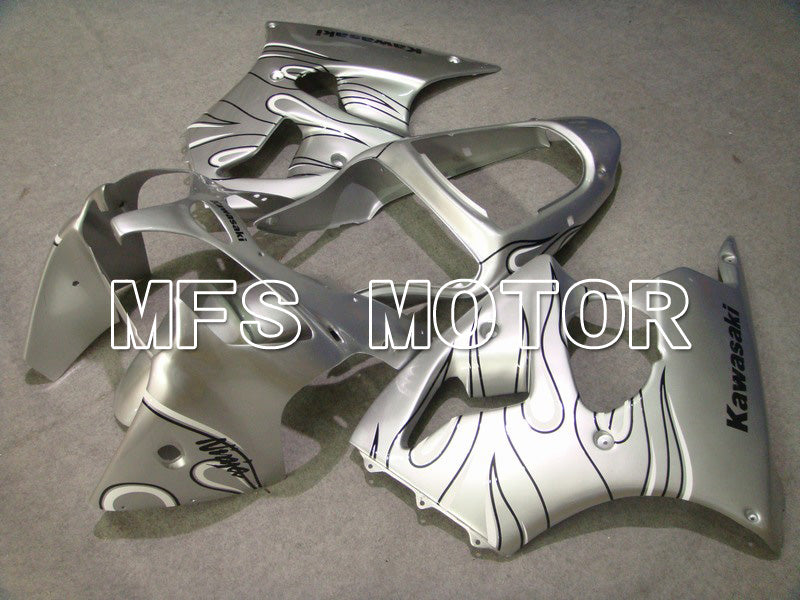 Kawasaki NINJA ZX6R 2000-2002 Injection ABS Fairing - Flame - Black Silver - MFS5563 - Fairings Kit